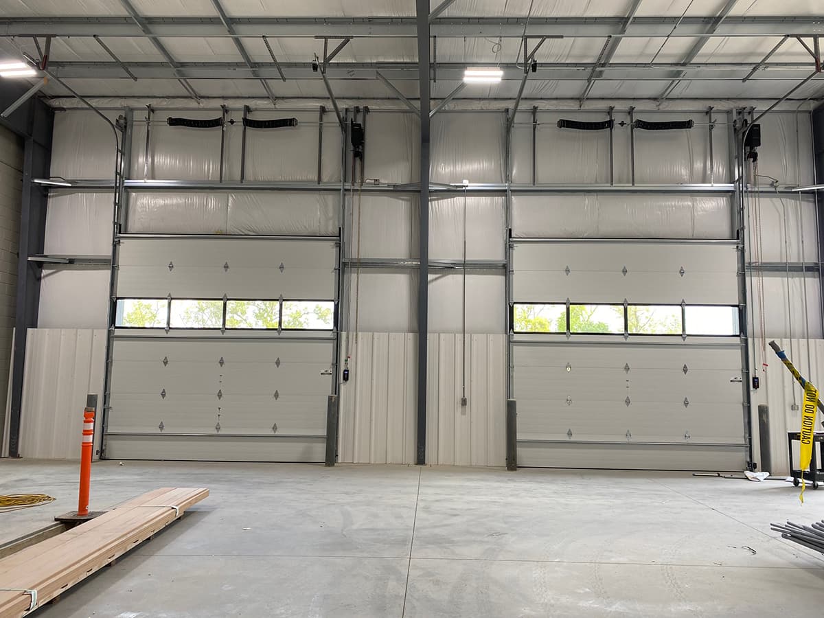 Interior of two commercial overhead doors in Edwardsburg, MI