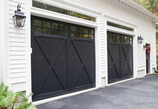 Carbon Black garage door installation by 4-T Door Systems in South Bend, IN 